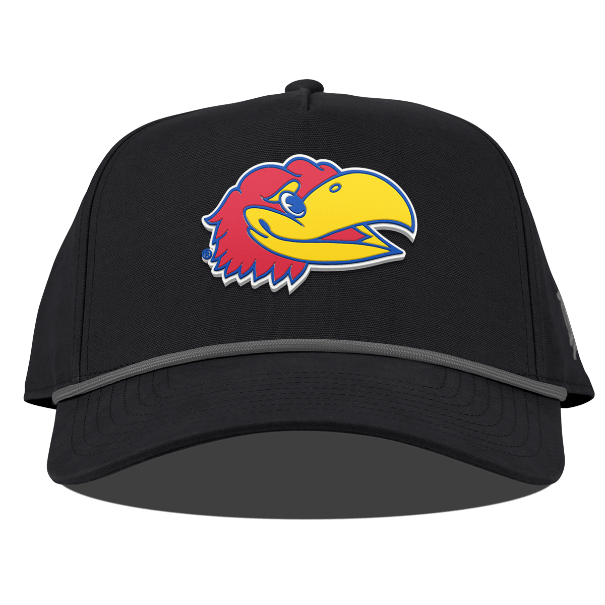 University of Kansas "KU Big Jay" Curved Canvas 5 Panel Rope Vintage Black