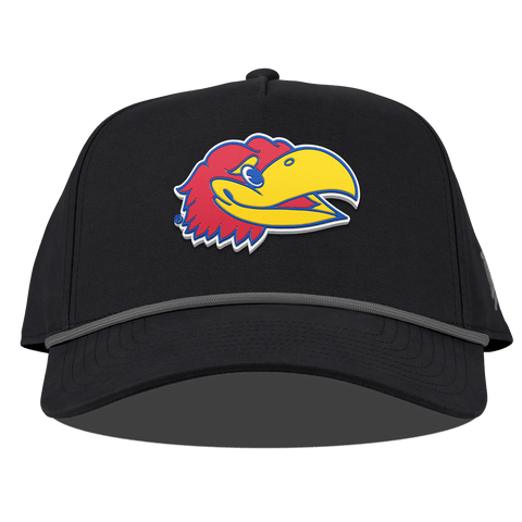 University of Kansas "KU Big Jay" Curved Canvas 5 Panel Rope Vintage Black