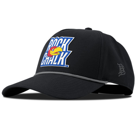 University of Kansas "Kansas Rock Chalk Block" Curved Canvas 5 Panel Rope Vintage Black