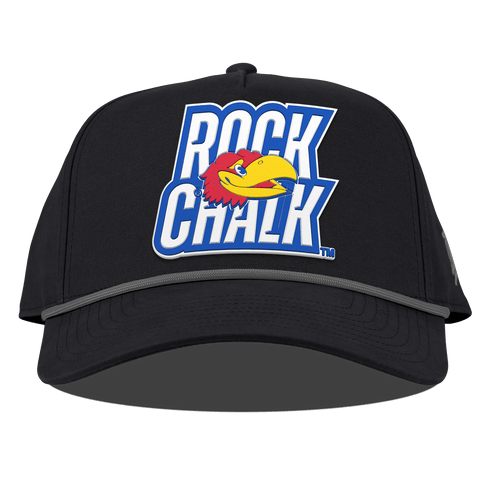 University of Kansas "Kansas Rock Chalk Block" Curved Canvas 5 Panel Rope Vintage Black