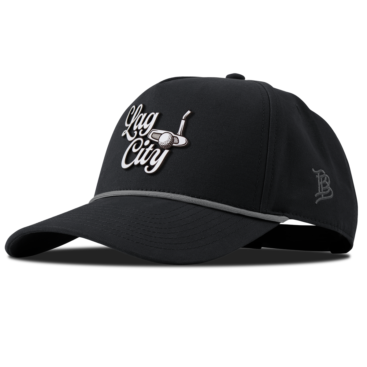 Lag City Script Curved Canvas 5 Panel Rope Vintage Black