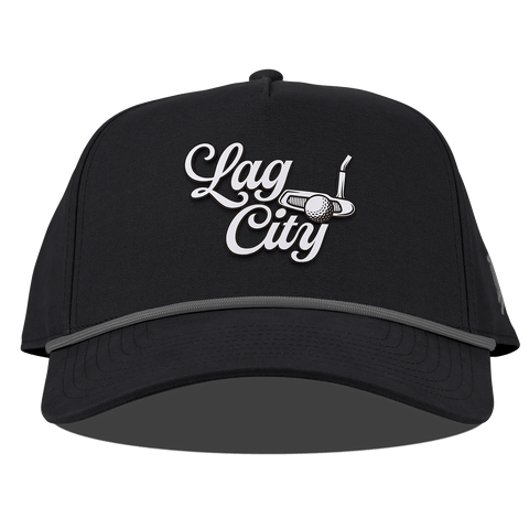 Lag City Script Curved Canvas 5 Panel Rope Vintage Black