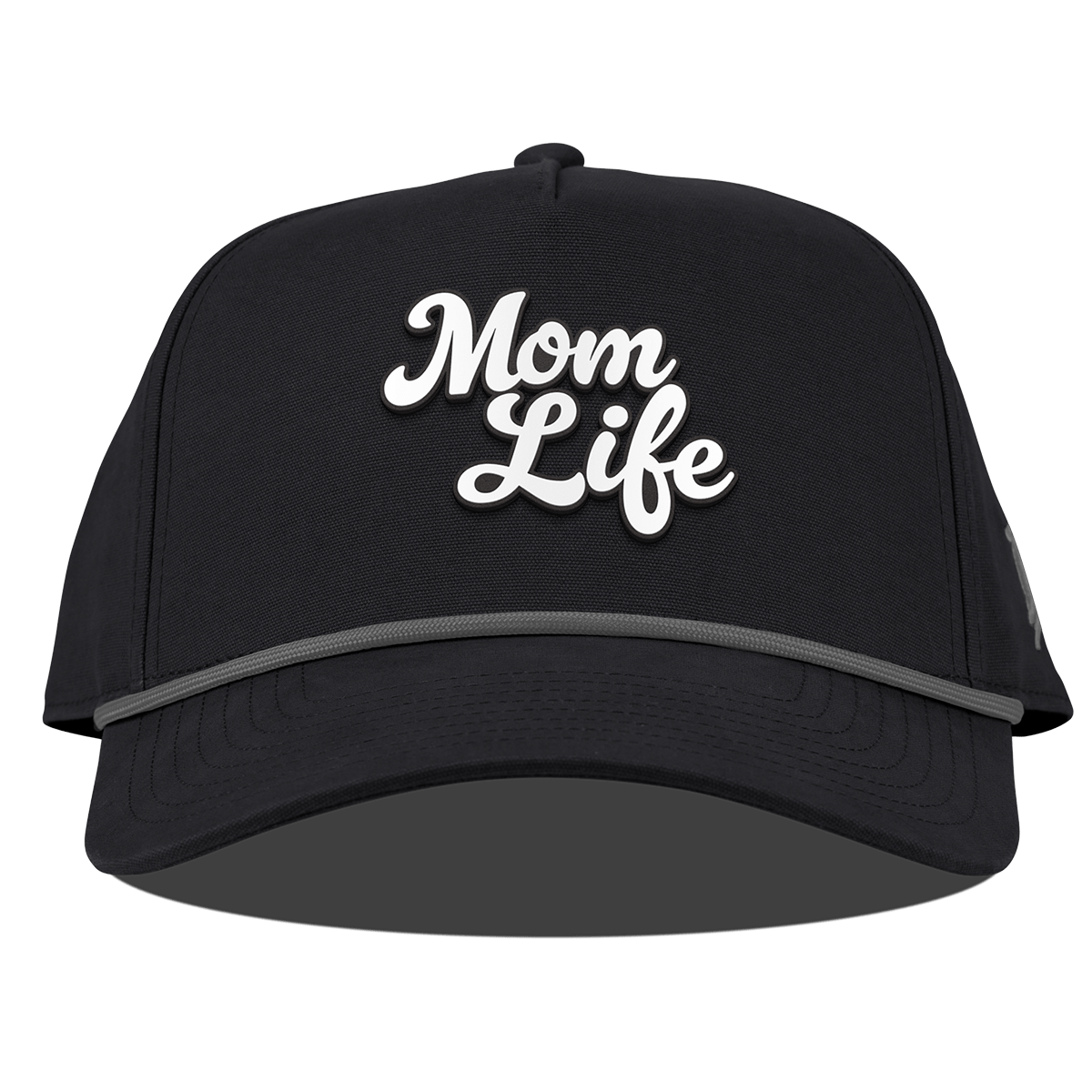 Mom Life Script Curved Canvas 5 Panel Rope Vintage Black