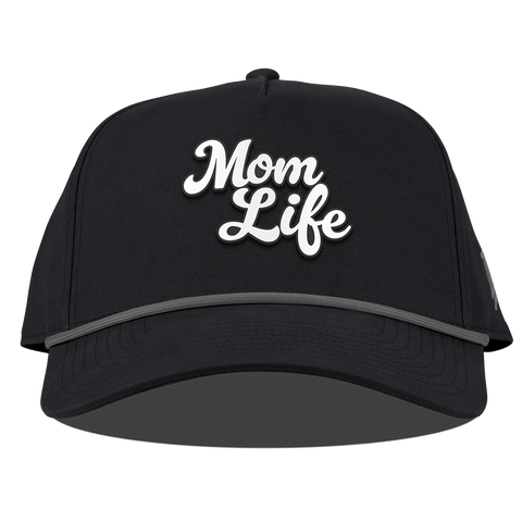 Mom Life Script Curved Canvas 5 Panel Rope Vintage Black