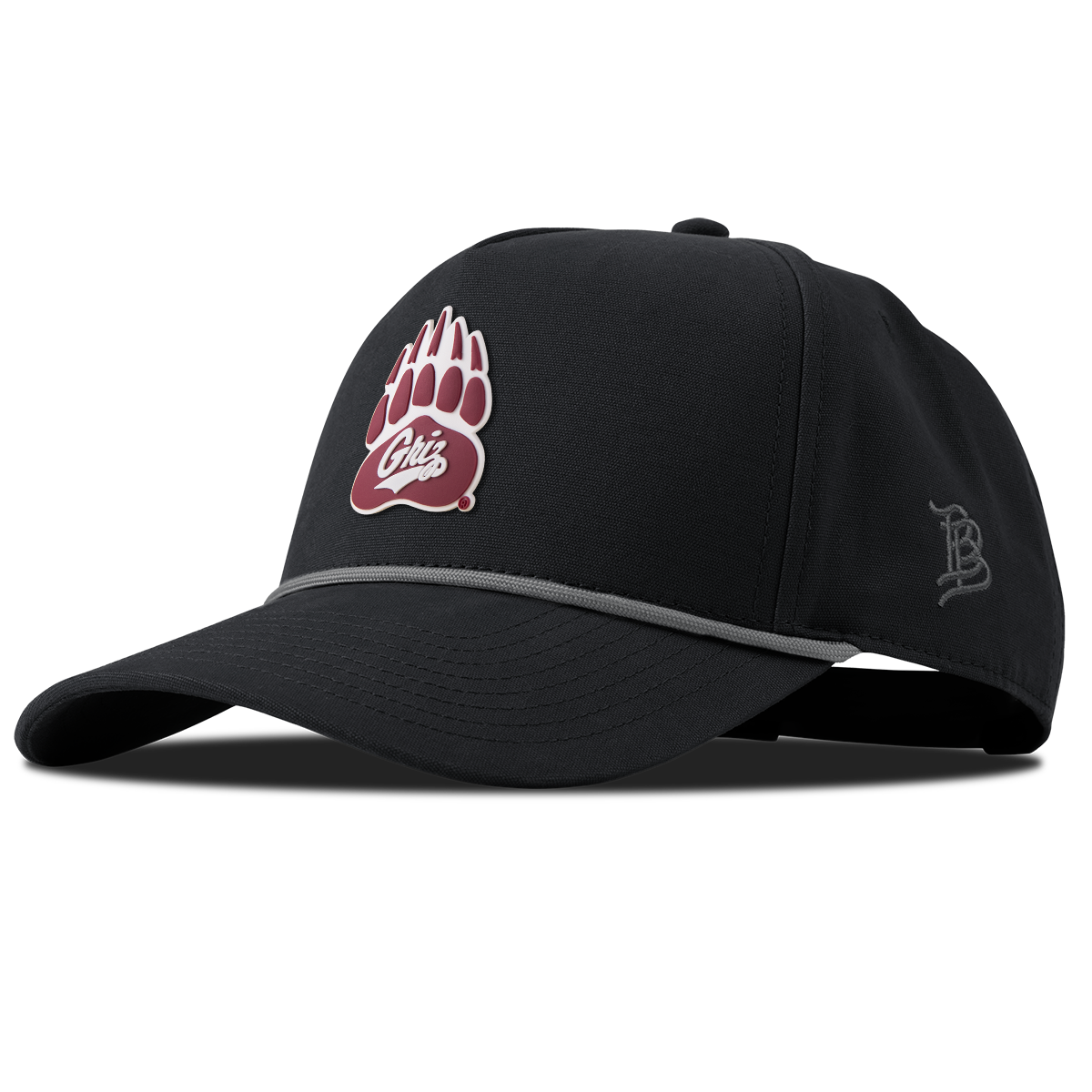 University of Montana "Montana Grizz" Curved Canvas 5 Panel Rope Vintage Black