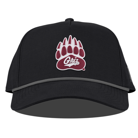 University of Montana "Montana Grizz" Curved Canvas 5 Panel Rope Vintage Black