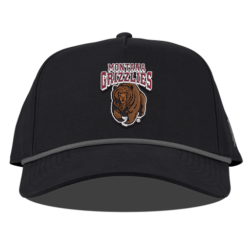 University of Montana "Montana Grizzlies Team Logo" Curved Canvas 5 Panel Rope Vintage Black