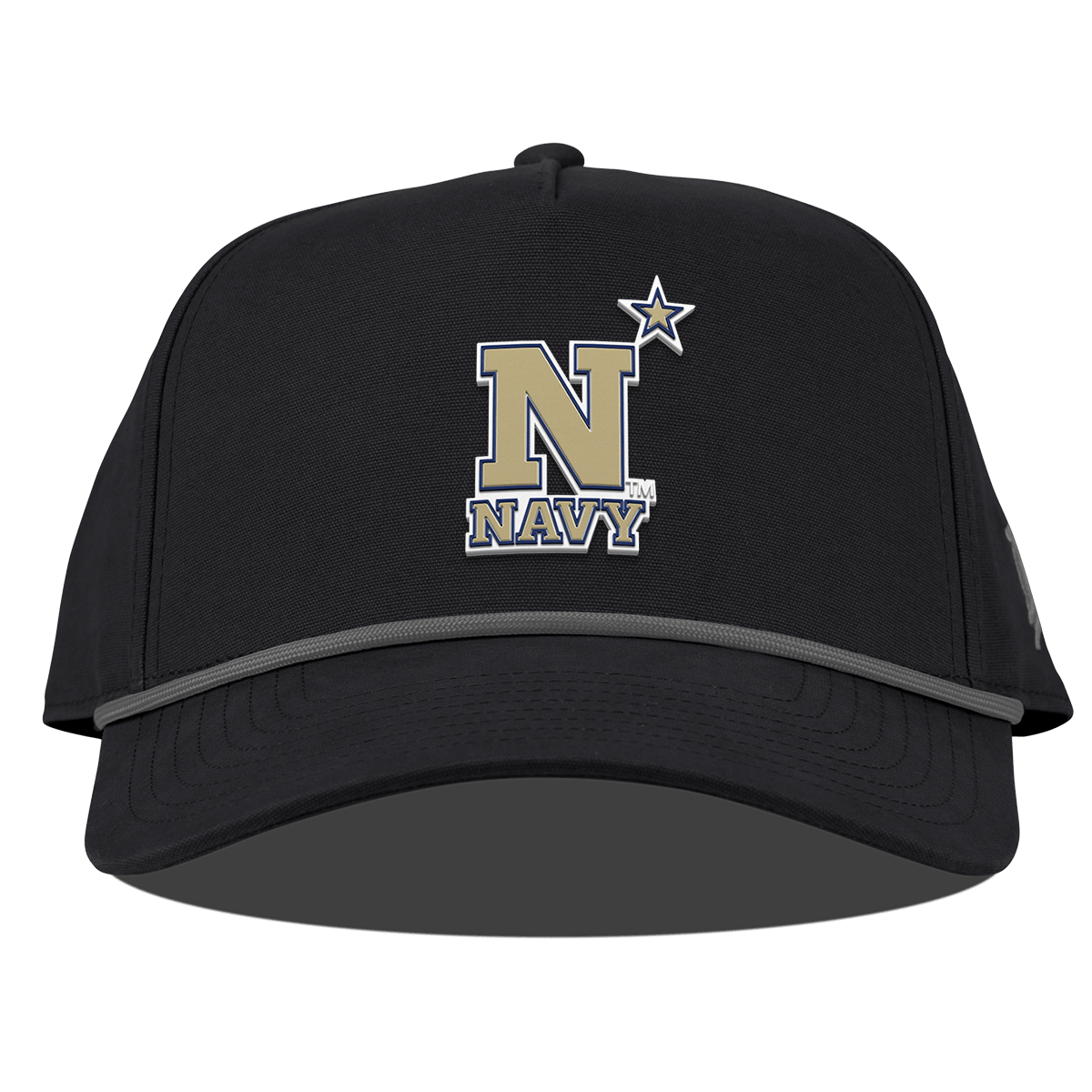 United States Naval Academy "Naval Academy Team Logo Gold" Curved Canvas 5 Panel Rope Vintage Black