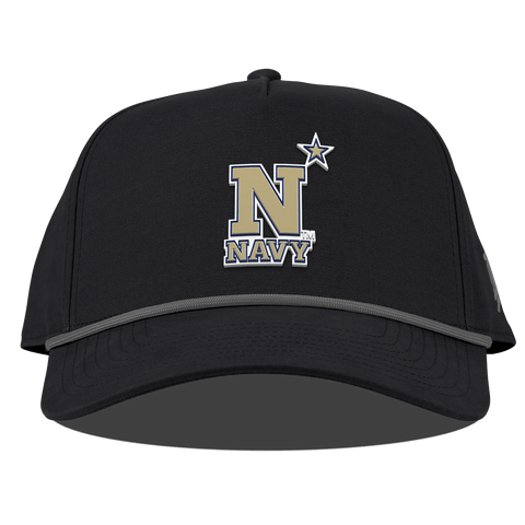 United States Naval Academy "Naval Academy Team Logo Gold" Curved Canvas 5 Panel Rope Vintage Black