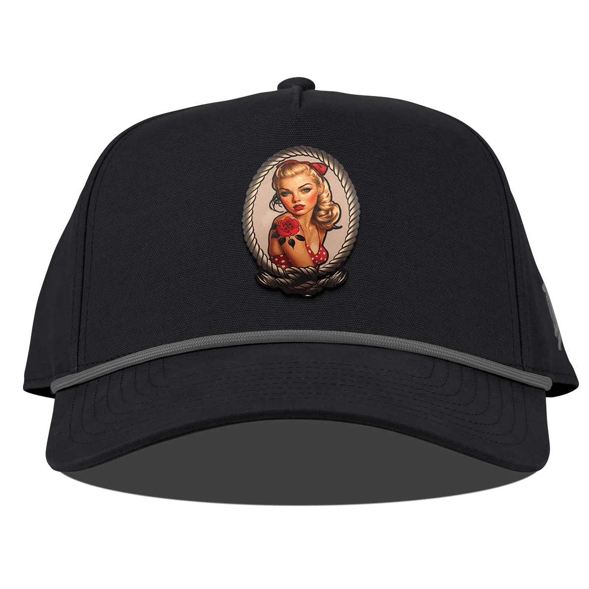 Portrait Piece Curved Canvas 5 Panel Rope Back Vintage Black