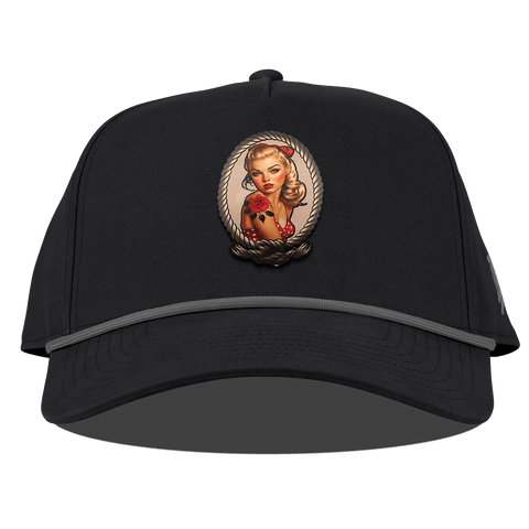 Portrait Piece Curved Canvas 5 Panel Rope Back Vintage Black