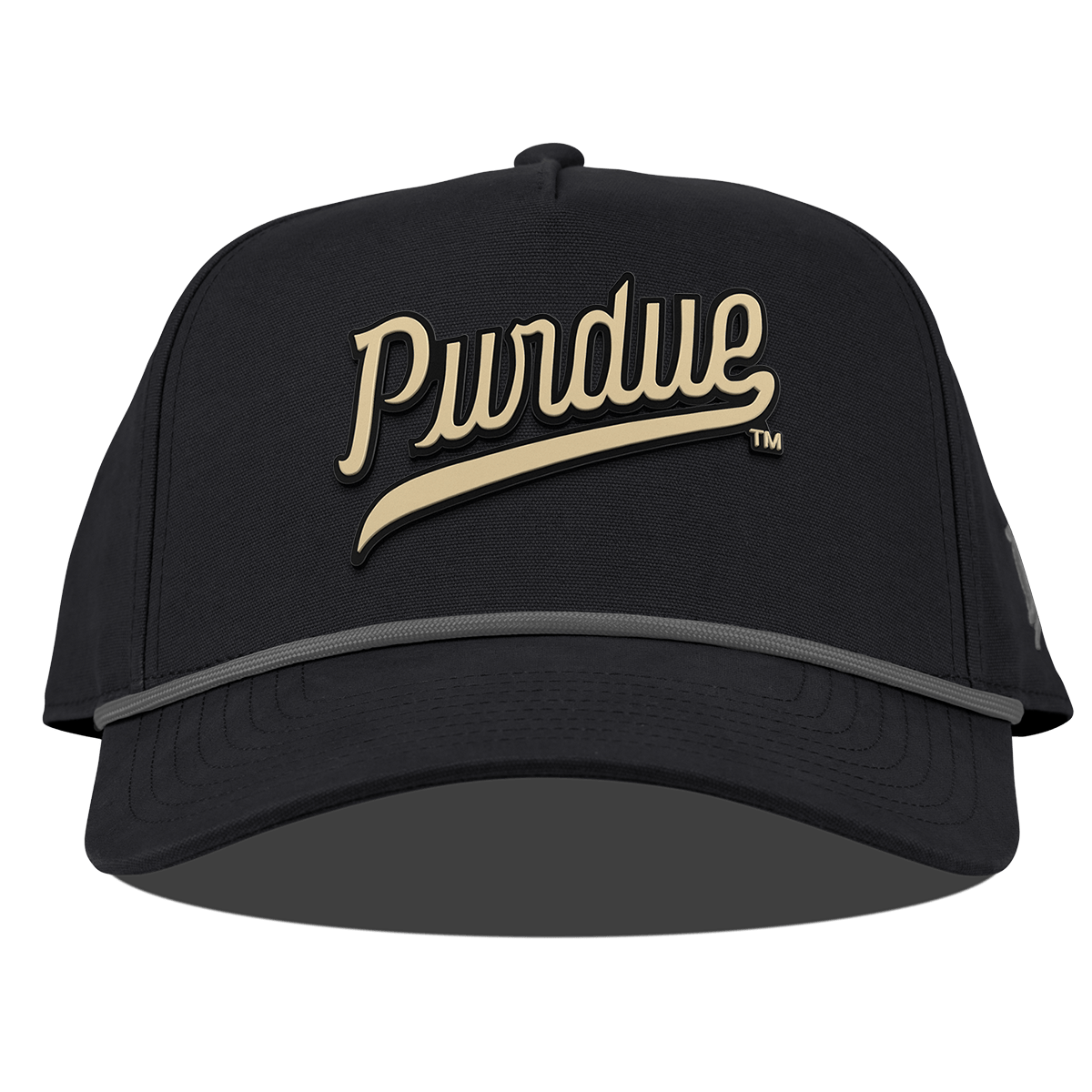 Purdue University "Purdue Script Gold" Curved Canvas 5 Panel Rope Vintage Black