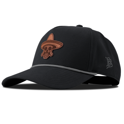 Sombrero Skull Curved Canvas 5 Panel Rope Vintage Black