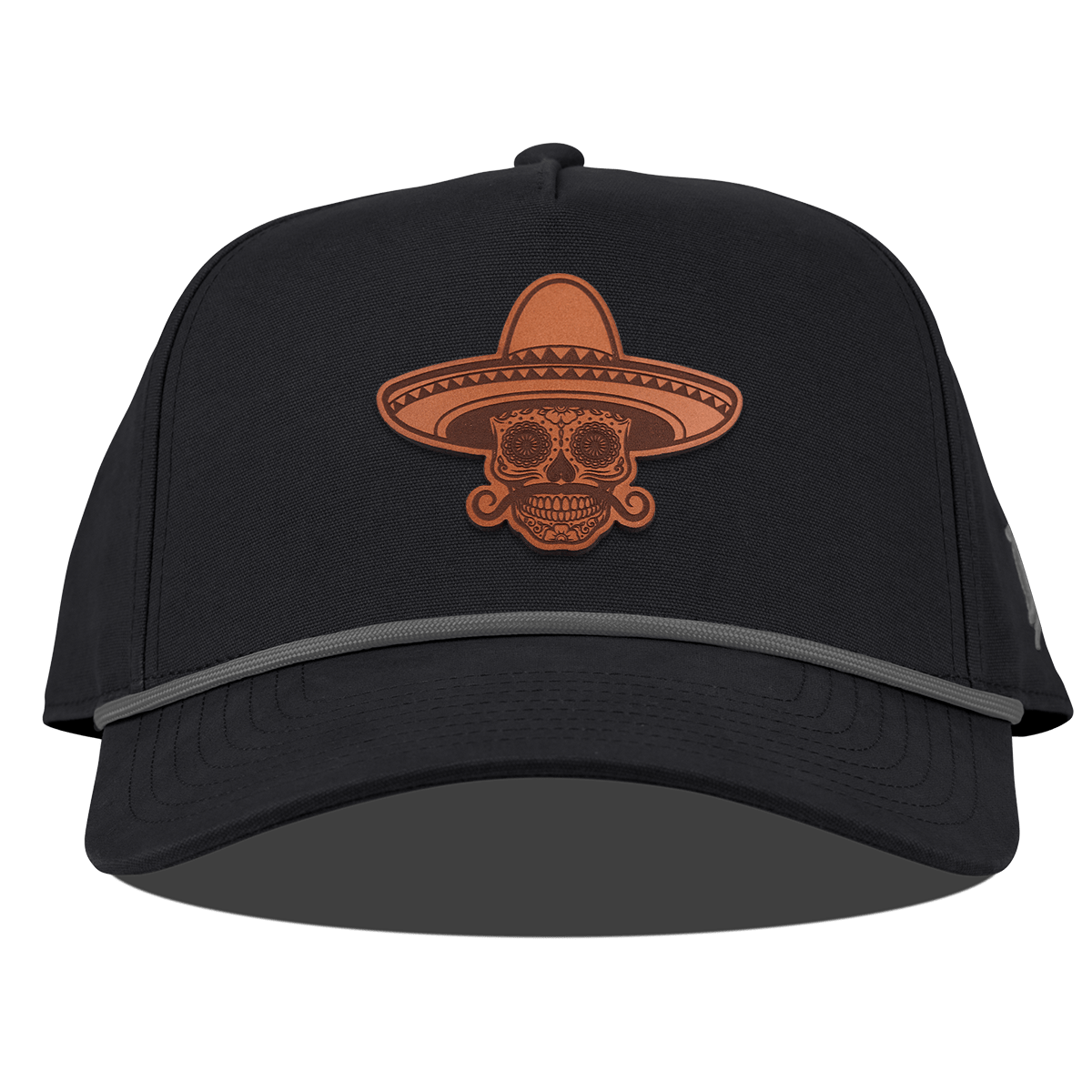 Sombrero Skull Curved Canvas 5 Panel Rope Vintage Black
