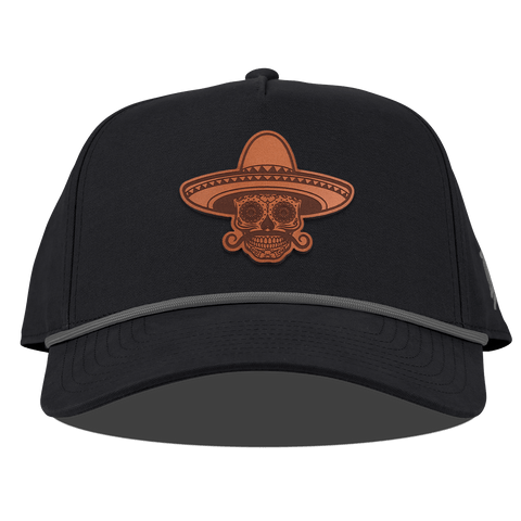Sombrero Skull Curved Canvas 5 Panel Rope Vintage Black