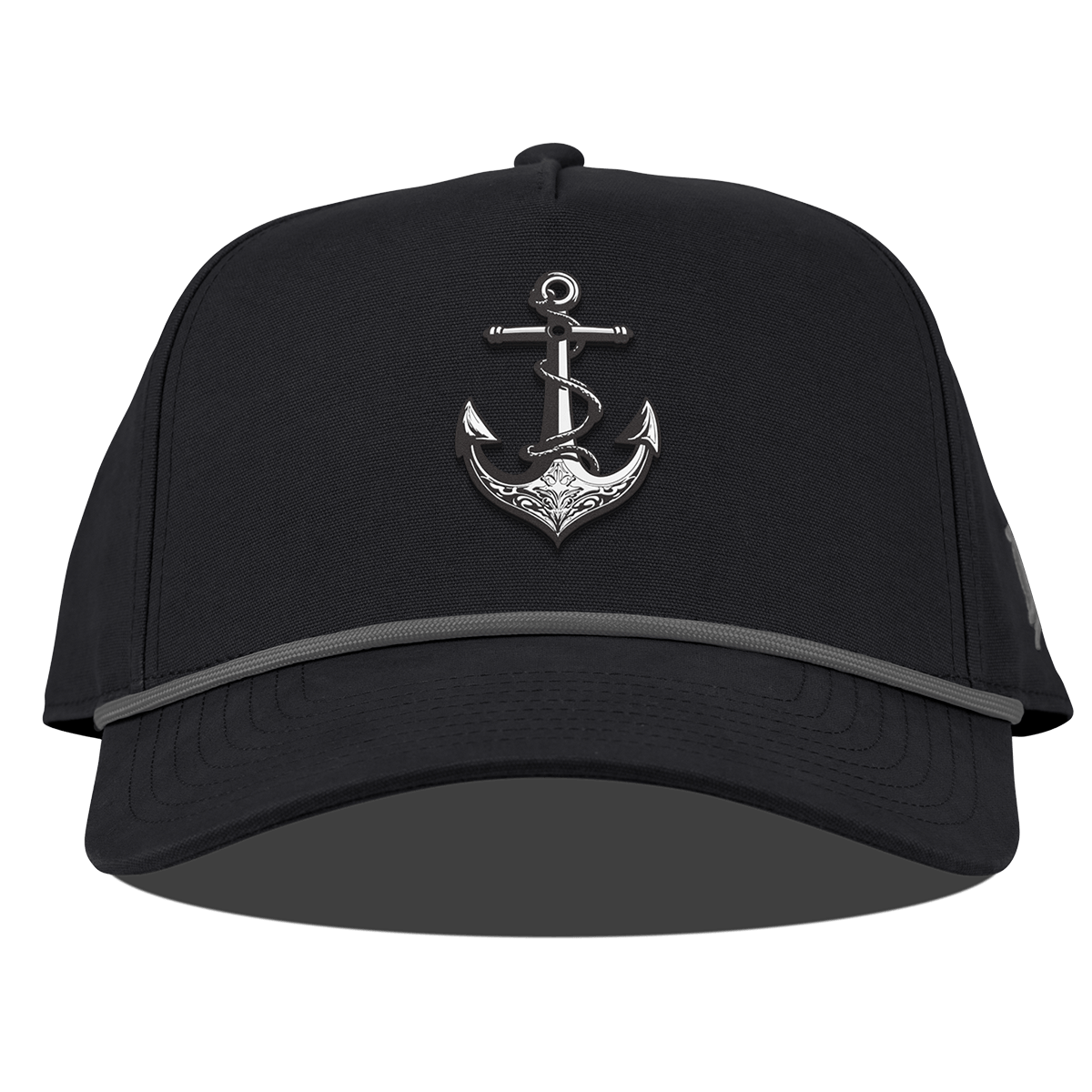 The Deeps Anchor Curved Canvas 5 Panel Rope Back Vintage Black