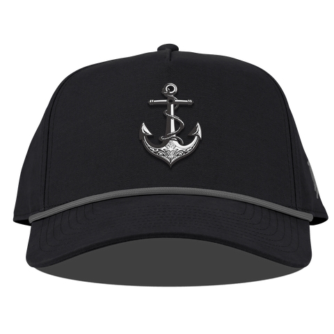 The Deeps Anchor Curved Canvas 5 Panel Rope Back Vintage Black