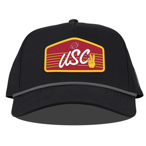 University of Southern California "Trojans Football" Curved Canvas 5 Panel Rope Vintage Black