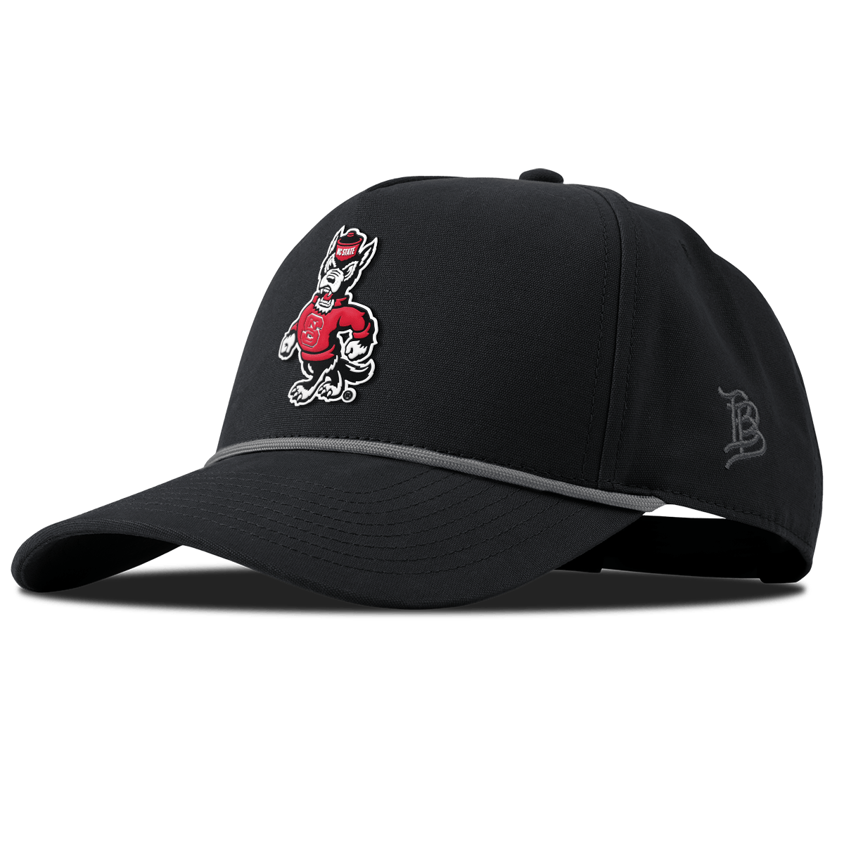 North Carolina State "Tuffy The Wolf" Curved Canvas 5 Panel Rope Vintage Black