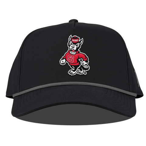 North Carolina State "Tuffy The Wolf" Curved Canvas 5 Panel Rope Vintage Black