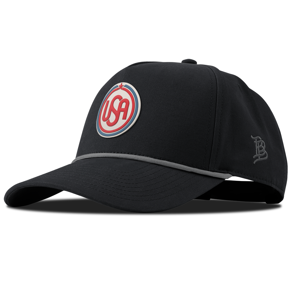 USA Icon Curved Canvas 5 Panel Rope Vintage Black