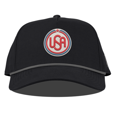USA Icon Curved Canvas 5 Panel Rope Vintage Black