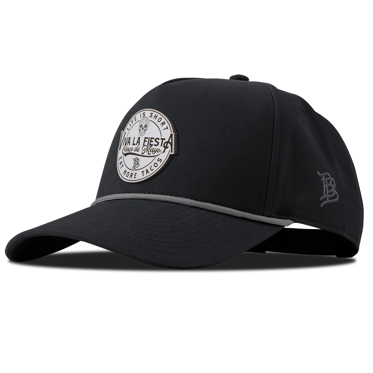 Branded Fiesta Curved Canvas 5 Panel Rope Vintage Black