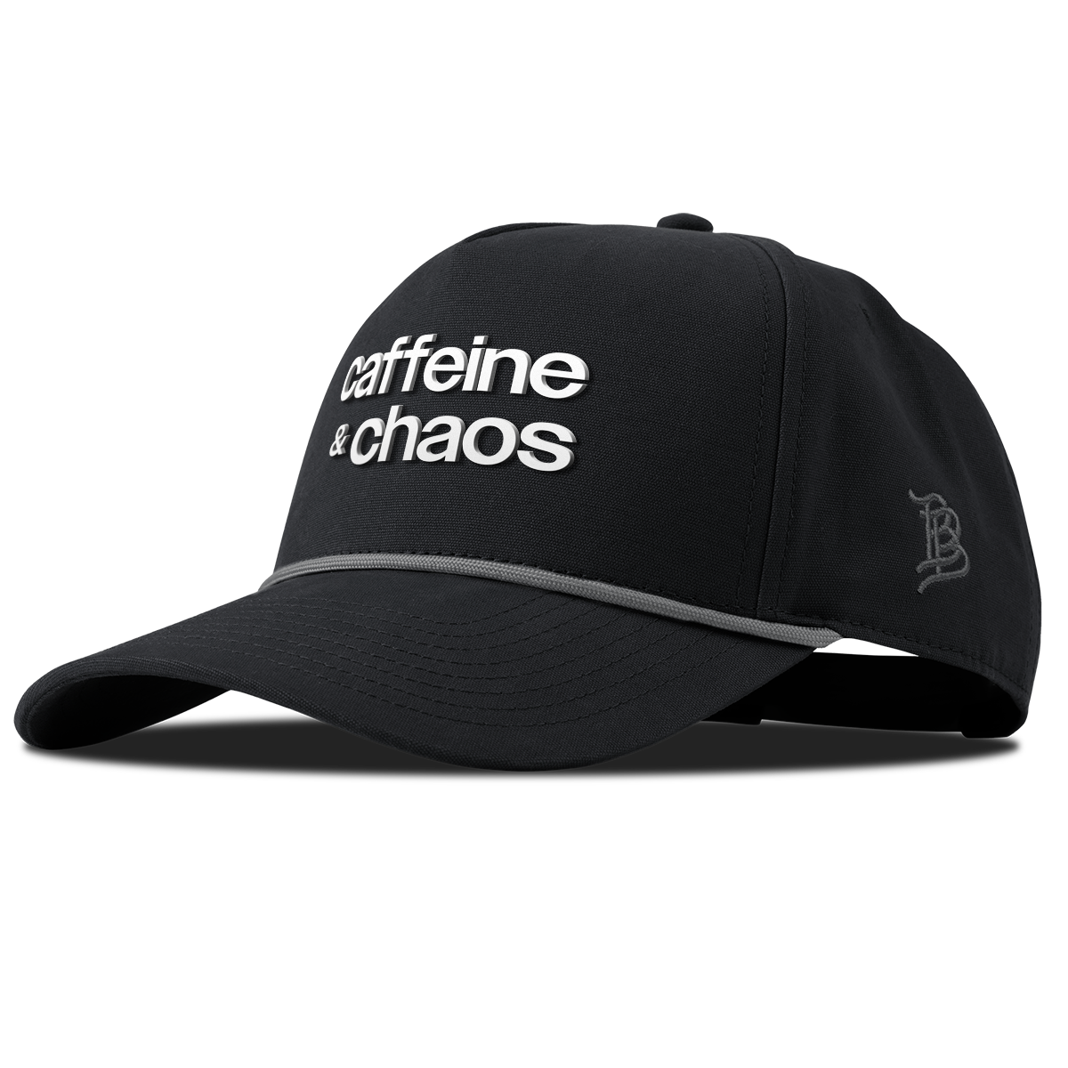 Caffeine & Chaos Curved Canvas 5 Panel Rope Vintage Black