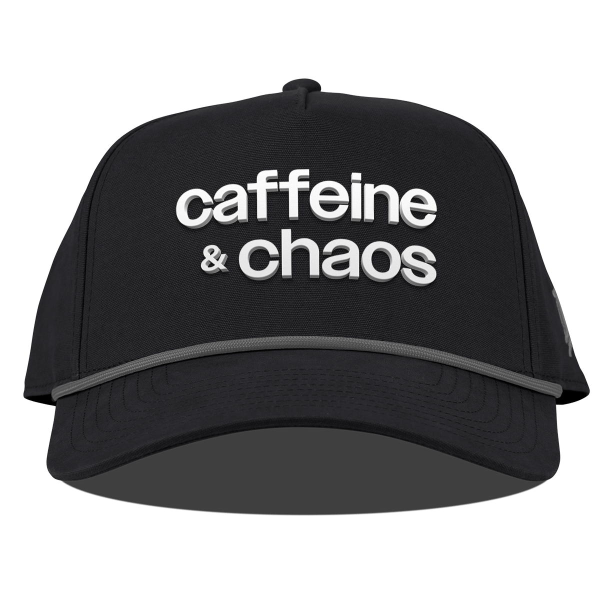 Caffeine & Chaos Curved Canvas 5 Panel Rope Vintage Black