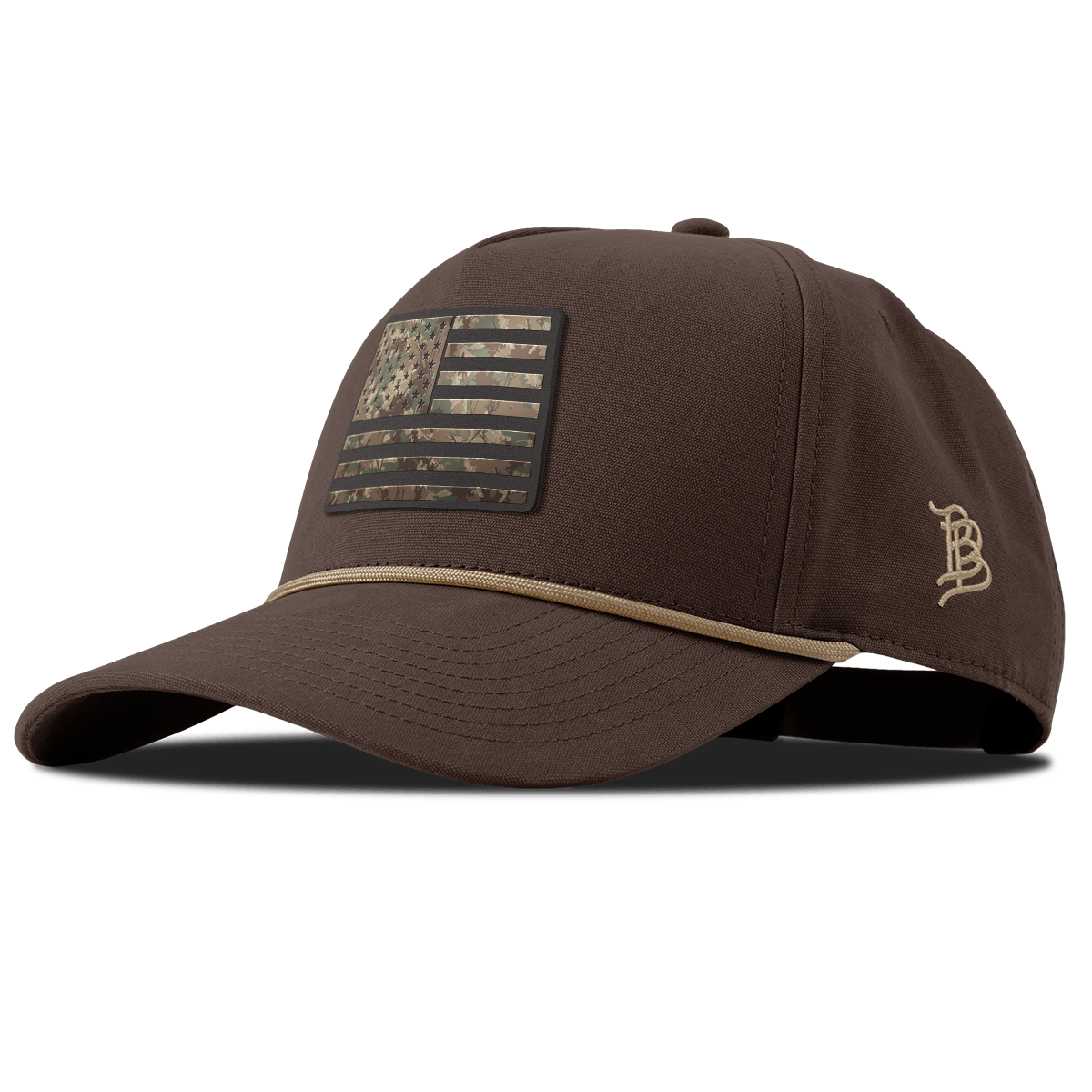 Colorado Timber Camo Patriot Curved Canvas 5 Panel Rope Vintage Brown