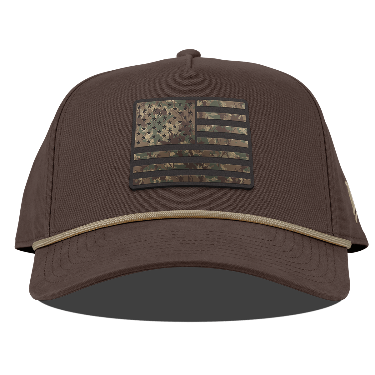 Colorado Timber Camo Patriot Curved Canvas 5 Panel Rope Vintage Brown