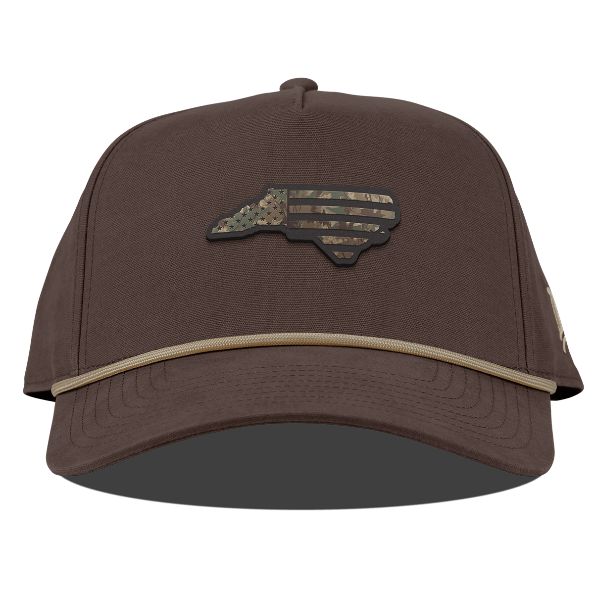 North Carolina Timber Camo Patriot Curved Canvas 5 Panel Rope Vintage Brown