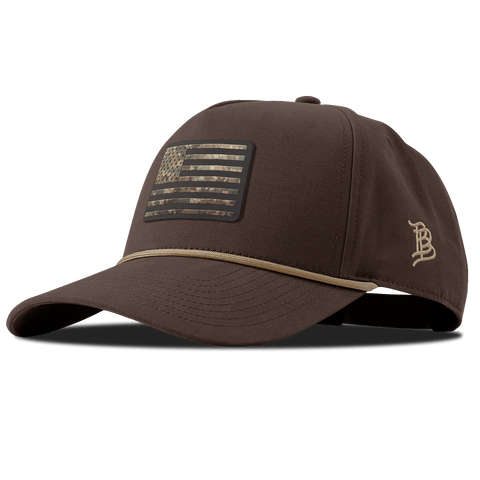Old Glory Timber Camo Patriot Curved Canvas 5 Panel Rope Vintage Brown