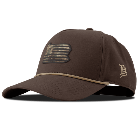 Pennsylvania Timber Camo Patriot Curved Canvas 5 Panel Rope Vintage Brown