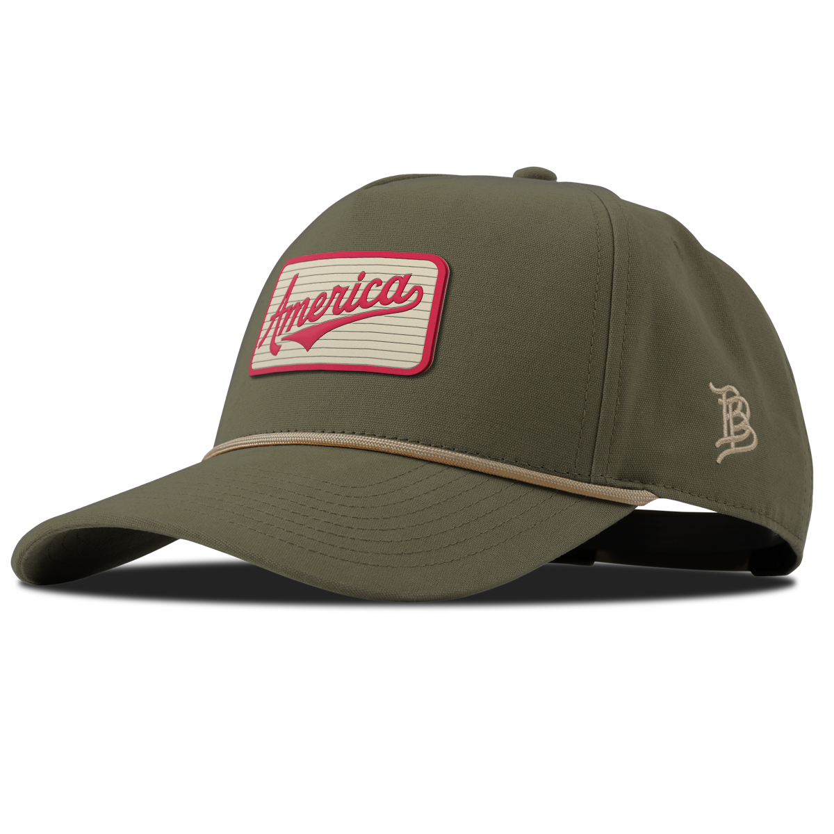 America Badge Curved Canvas 5 Panel Rope Vintage Loden