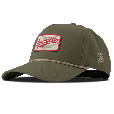 America Badge Curved Canvas 5 Panel Rope Vintage Loden