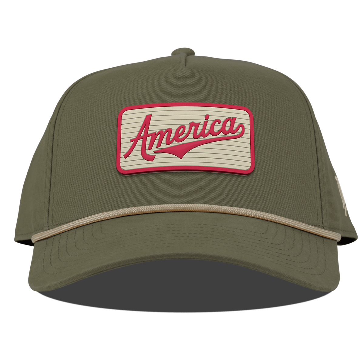 America Badge Curved Canvas 5 Panel Rope Vintage Loden
