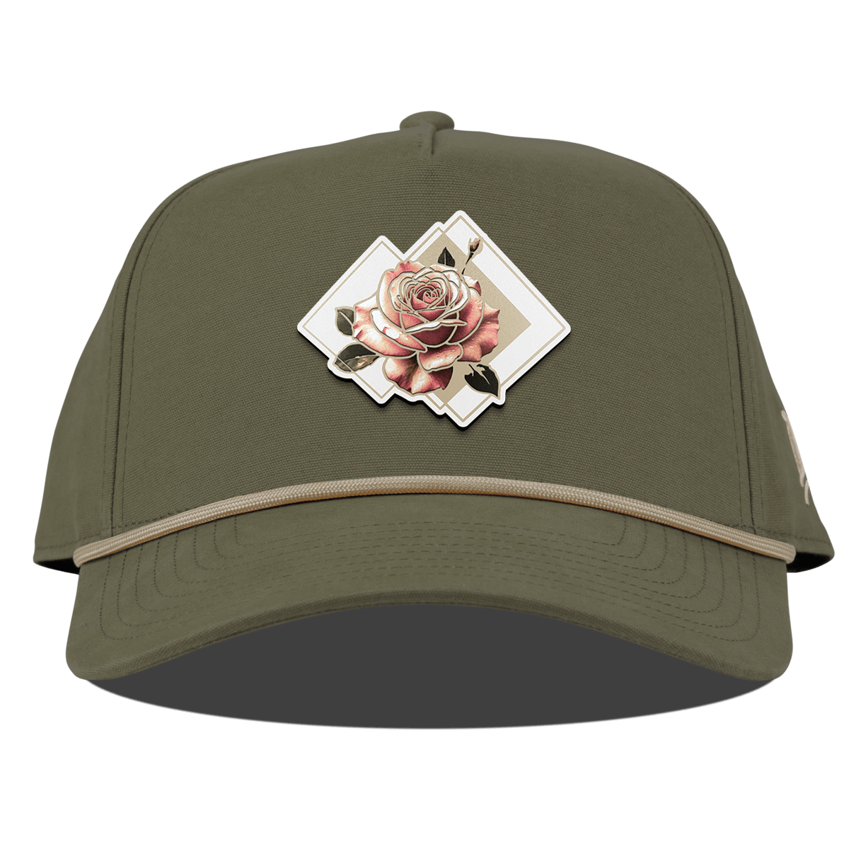 Blush Rose Curved Canvas 5 Panel Rope Vintage Loden