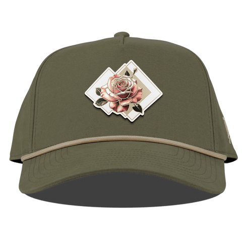 Blush Rose Curved Canvas 5 Panel Rope Vintage Loden