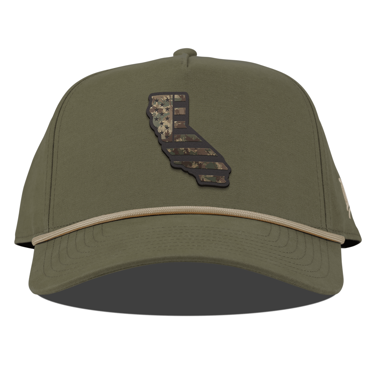 California Timber Camo Patriot Curved Canvas 5 Panel Rope Vintage Loden