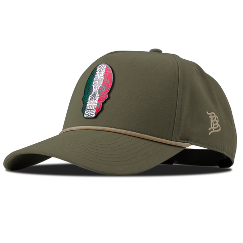 Fiesta Sugar Skull Curved Canvas 5 Panel Rope Vintage Loden