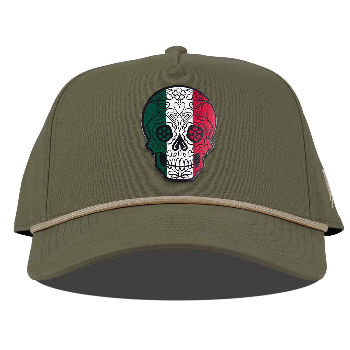 Fiesta Sugar Skull Curved Canvas 5 Panel Rope Vintage Loden