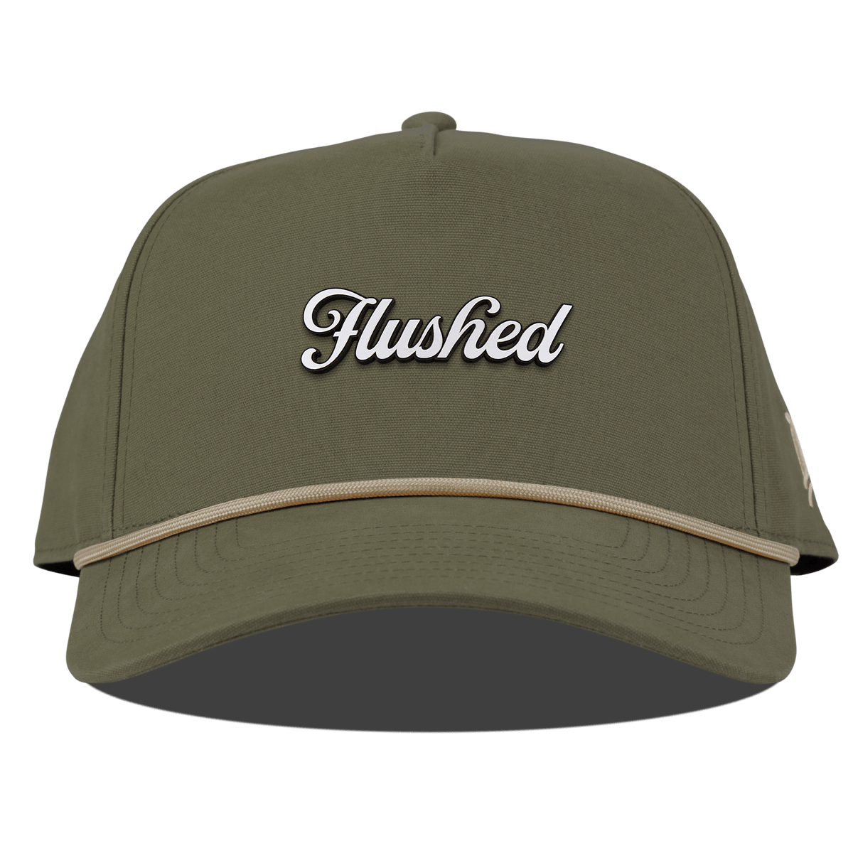 Flushed Script Curved Canvas 5 Panel Rope Vintage Loden