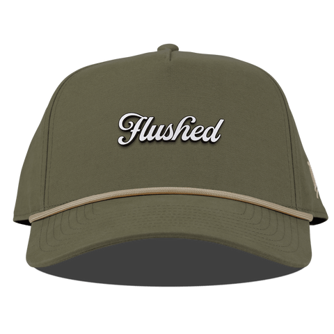 Flushed Script Curved Canvas 5 Panel Rope Vintage Loden