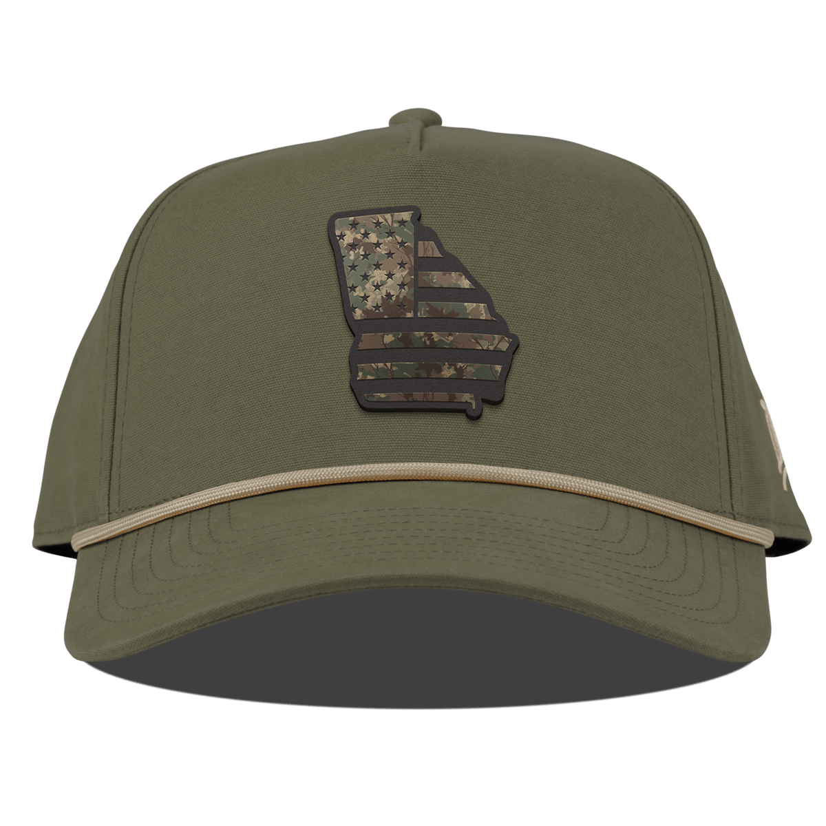 Georgia Timber Camo Patriot Curved Canvas 5 Panel Rope Vintage Loden