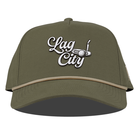 Lag City Script Curved Canvas 5 Panel Rope Vintage Loden