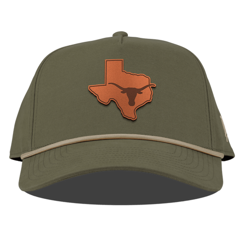 University of Texas "Longhorn State Outline" Curved Canvas 5 Panel Rope Vintage Loden