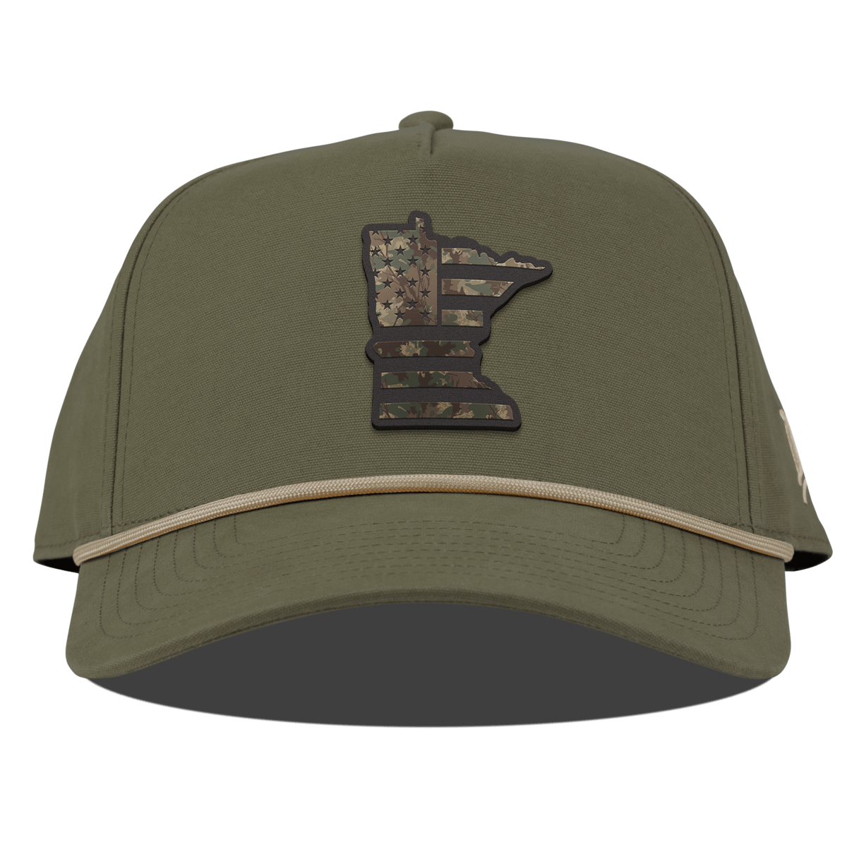 Minnesota Timber Camo Patriot Curved Canvas 5 Panel Rope Vintage Loden