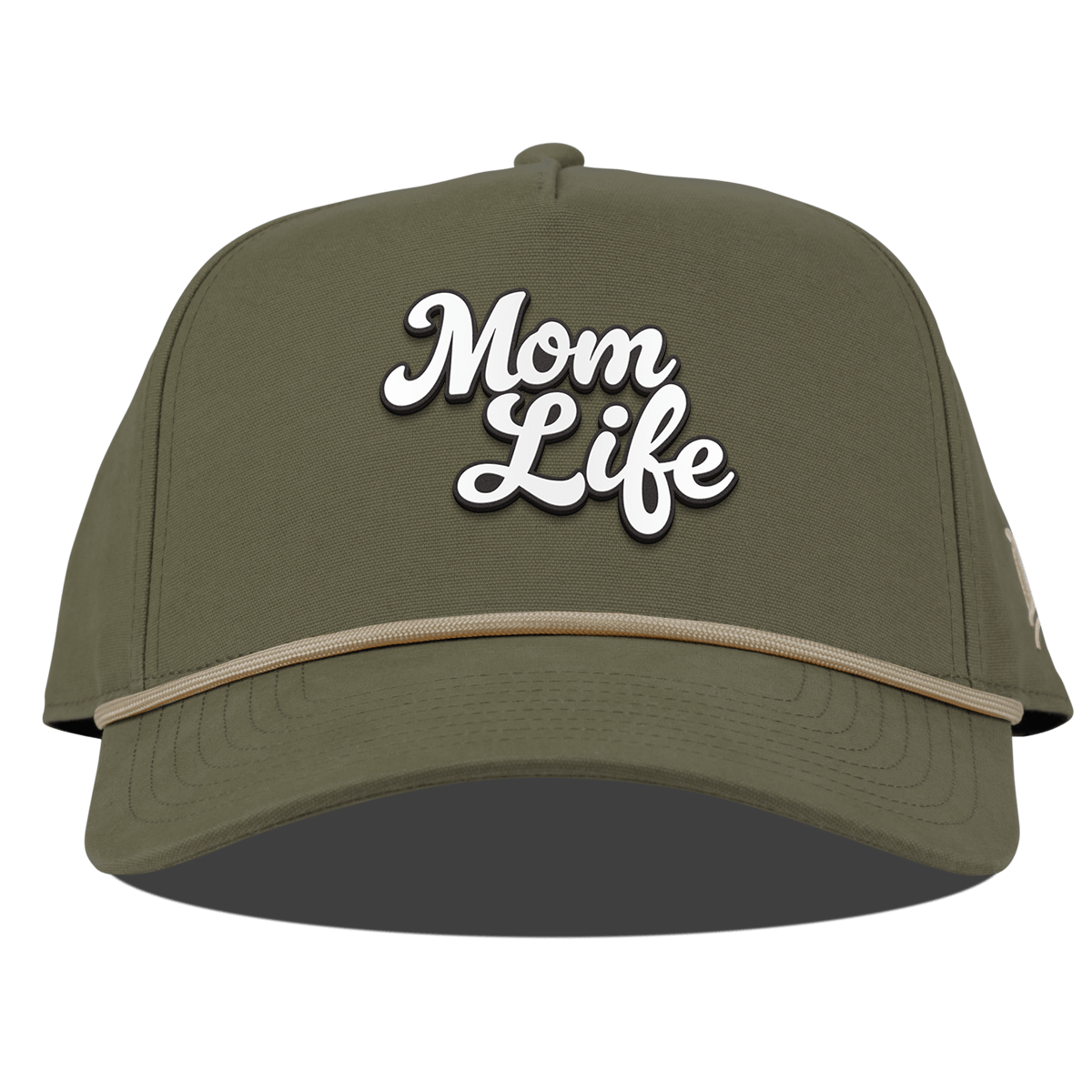 Mom Life Script Curved Canvas 5 Panel Rope Vintage Loden