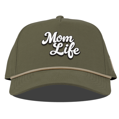 Mom Life Script Curved Canvas 5 Panel Rope Vintage Loden